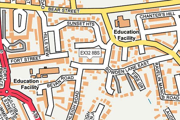 EX32 8BS map - OS OpenMap – Local (Ordnance Survey)