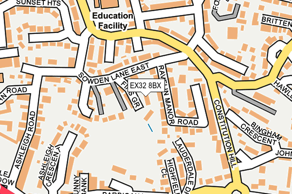 EX32 8BX map - OS OpenMap – Local (Ordnance Survey)