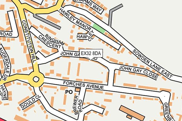 EX32 8DA map - OS OpenMap – Local (Ordnance Survey)