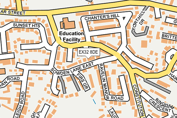 EX32 8DE map - OS OpenMap – Local (Ordnance Survey)