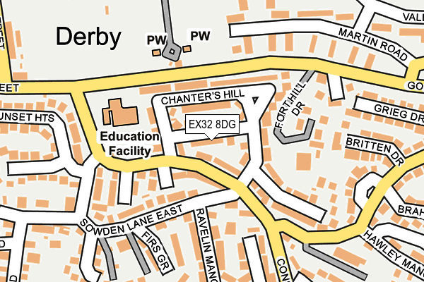 EX32 8DG map - OS OpenMap – Local (Ordnance Survey)