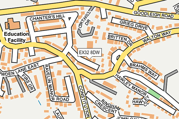EX32 8DW map - OS OpenMap – Local (Ordnance Survey)