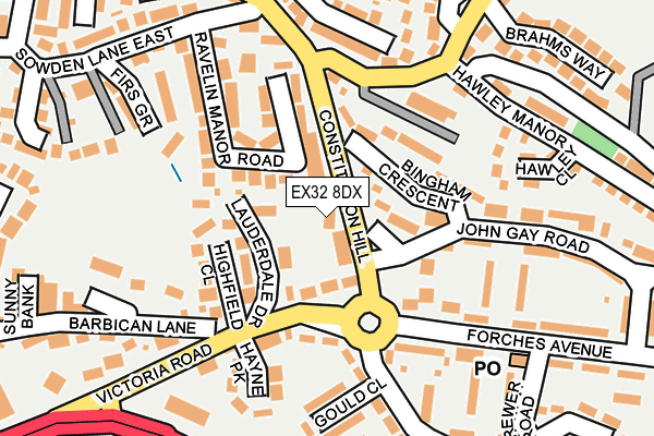 EX32 8DX map - OS OpenMap – Local (Ordnance Survey)