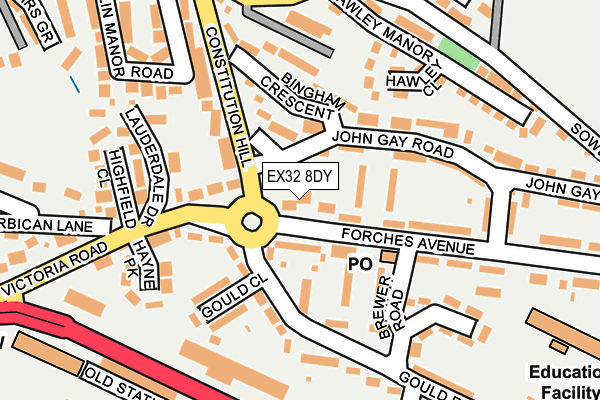 EX32 8DY map - OS OpenMap – Local (Ordnance Survey)
