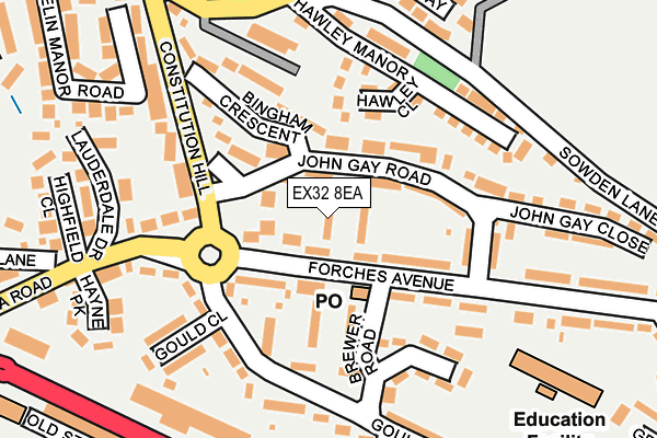 EX32 8EA map - OS OpenMap – Local (Ordnance Survey)