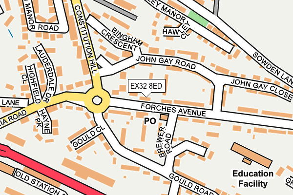 EX32 8ED map - OS OpenMap – Local (Ordnance Survey)