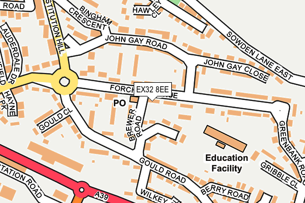 EX32 8EE map - OS OpenMap – Local (Ordnance Survey)