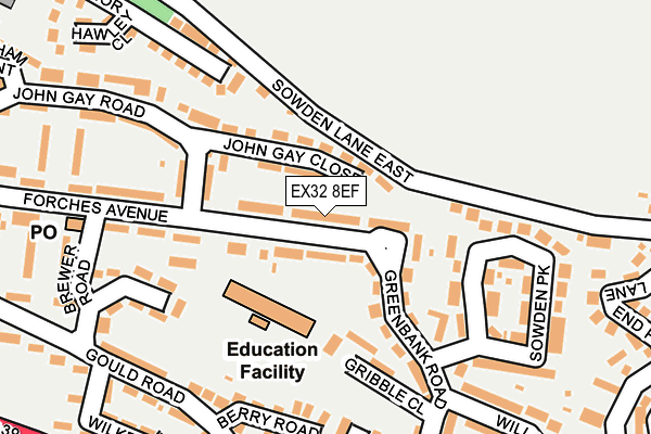 EX32 8EF map - OS OpenMap – Local (Ordnance Survey)