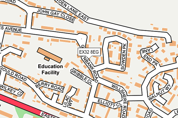 EX32 8EG map - OS OpenMap – Local (Ordnance Survey)