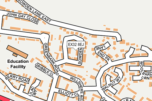 EX32 8EJ map - OS OpenMap – Local (Ordnance Survey)