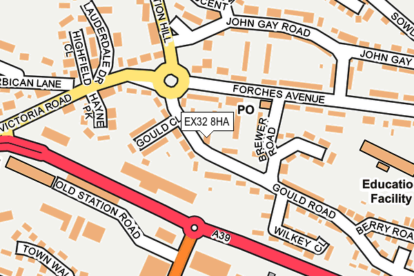 EX32 8HA map - OS OpenMap – Local (Ordnance Survey)