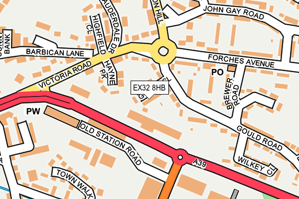 EX32 8HB map - OS OpenMap – Local (Ordnance Survey)