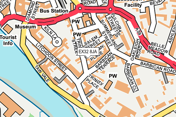 EX32 8JA map - OS OpenMap – Local (Ordnance Survey)