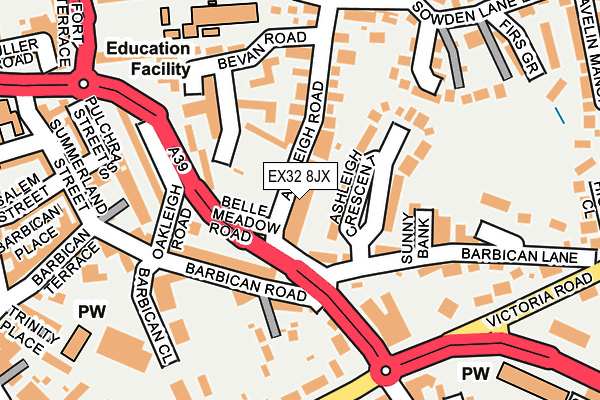EX32 8JX map - OS OpenMap – Local (Ordnance Survey)