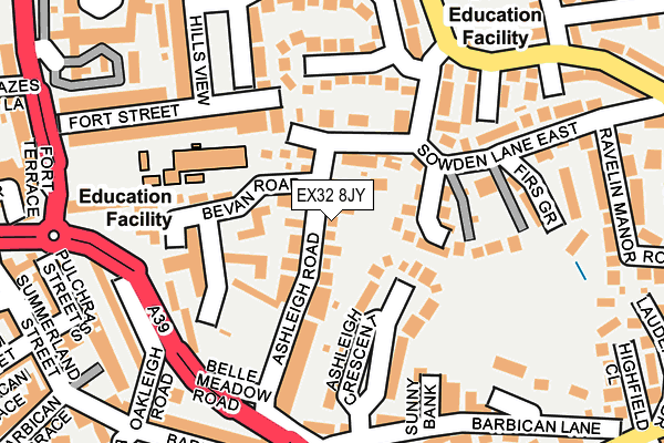 EX32 8JY map - OS OpenMap – Local (Ordnance Survey)