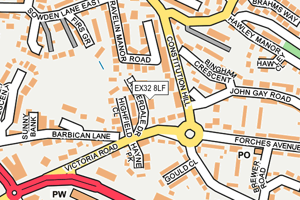 EX32 8LF map - OS OpenMap – Local (Ordnance Survey)