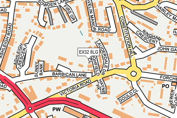 EX32 8LG map - OS OpenMap – Local (Ordnance Survey)