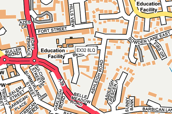 EX32 8LQ map - OS OpenMap – Local (Ordnance Survey)
