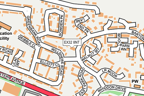 EX32 8NT map - OS OpenMap – Local (Ordnance Survey)