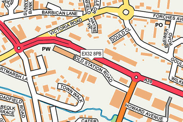 EX32 8PB map - OS OpenMap – Local (Ordnance Survey)