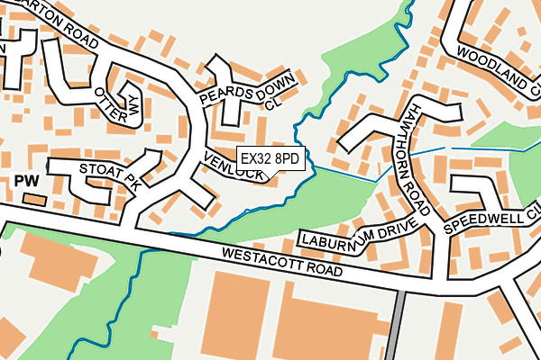 EX32 8PD map - OS OpenMap – Local (Ordnance Survey)