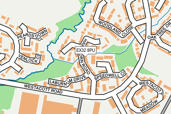 EX32 8PU map - OS OpenMap – Local (Ordnance Survey)