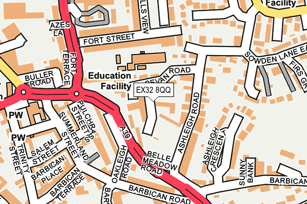 EX32 8QQ map - OS OpenMap – Local (Ordnance Survey)
