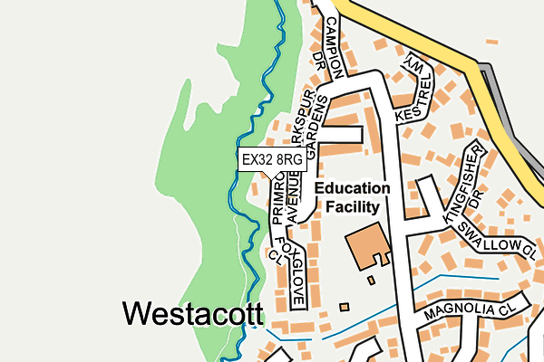 EX32 8RG map - OS OpenMap – Local (Ordnance Survey)