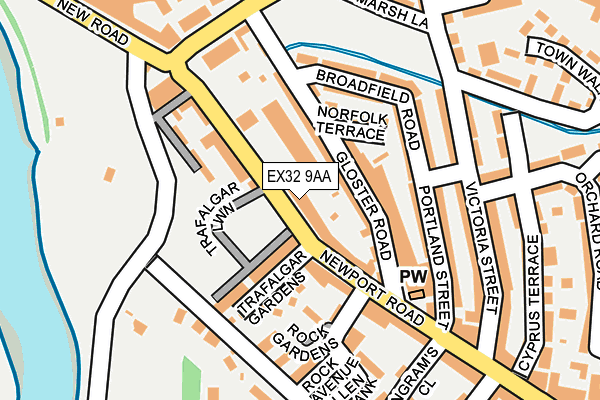 EX32 9AA map - OS OpenMap – Local (Ordnance Survey)