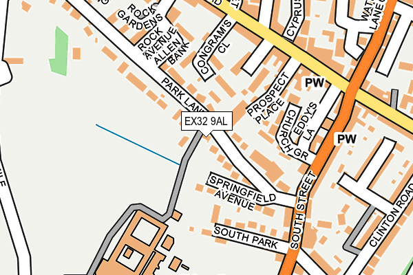 EX32 9AL map - OS OpenMap – Local (Ordnance Survey)