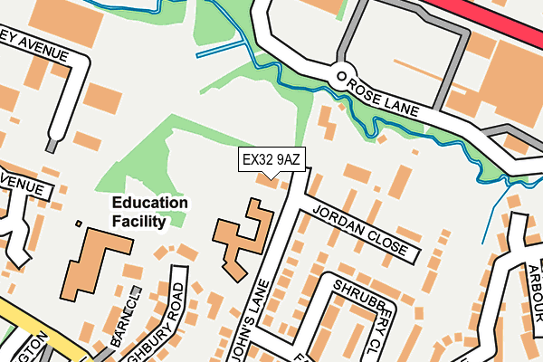 EX32 9AZ map - OS OpenMap – Local (Ordnance Survey)