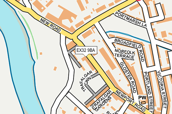 EX32 9BA map - OS OpenMap – Local (Ordnance Survey)