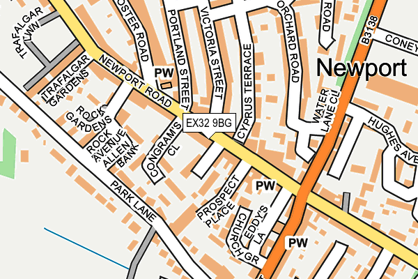 EX32 9BG map - OS OpenMap – Local (Ordnance Survey)