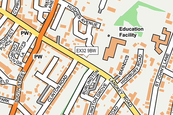 EX32 9BW map - OS OpenMap – Local (Ordnance Survey)
