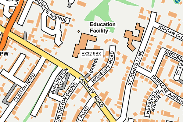 EX32 9BX map - OS OpenMap – Local (Ordnance Survey)