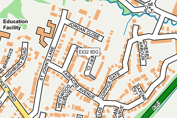 EX32 9DG map - OS OpenMap – Local (Ordnance Survey)