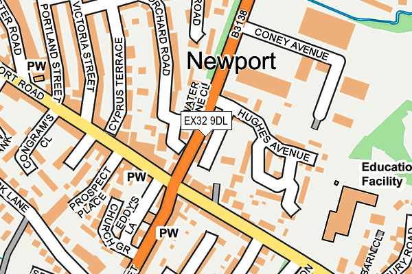 EX32 9DL map - OS OpenMap – Local (Ordnance Survey)