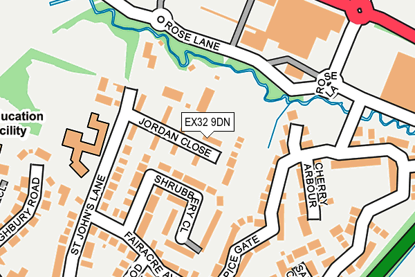 EX32 9DN map - OS OpenMap – Local (Ordnance Survey)