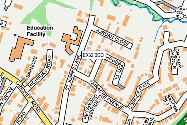 EX32 9DQ map - OS OpenMap – Local (Ordnance Survey)