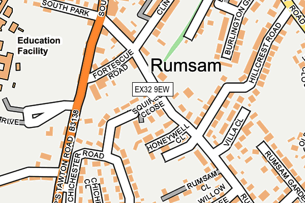 EX32 9EW map - OS OpenMap – Local (Ordnance Survey)