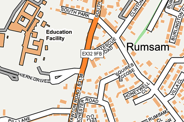 EX32 9FB map - OS OpenMap – Local (Ordnance Survey)