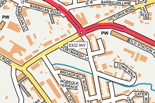 EX32 9HY map - OS OpenMap – Local (Ordnance Survey)