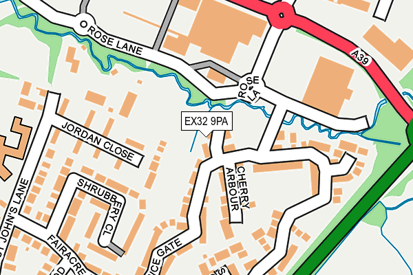 EX32 9PA map - OS OpenMap – Local (Ordnance Survey)