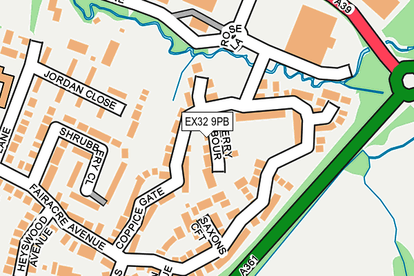 EX32 9PB map - OS OpenMap – Local (Ordnance Survey)