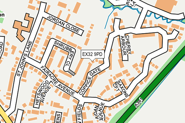 EX32 9PD map - OS OpenMap – Local (Ordnance Survey)