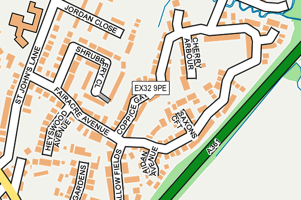 EX32 9PE map - OS OpenMap – Local (Ordnance Survey)