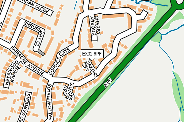 EX32 9PF map - OS OpenMap – Local (Ordnance Survey)