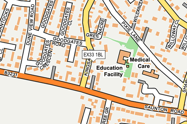 EX33 1BL map - OS OpenMap – Local (Ordnance Survey)