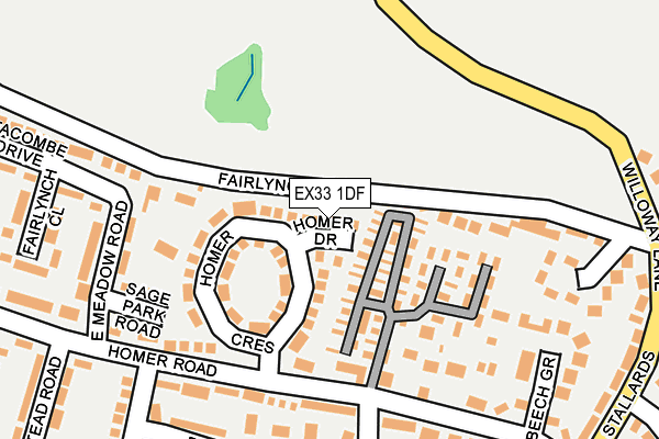 EX33 1DF map - OS OpenMap – Local (Ordnance Survey)