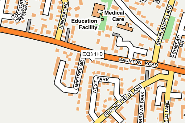 EX33 1HD map - OS OpenMap – Local (Ordnance Survey)